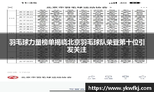 羽毛球力量榜单揭晓北京羽毛球队荣登第十位引发关注